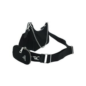 Prada Black Chain Leather ReEdition Shoulder 2005 Bag Saffiano